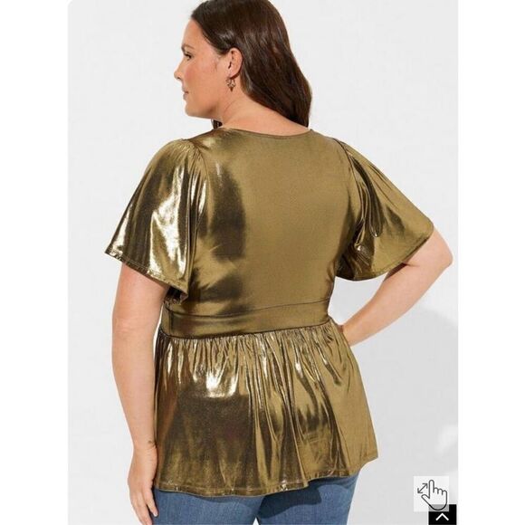 Torrid Liquid Shine Surplice Peplum Top (Sz 4) - Picture 4 of 7